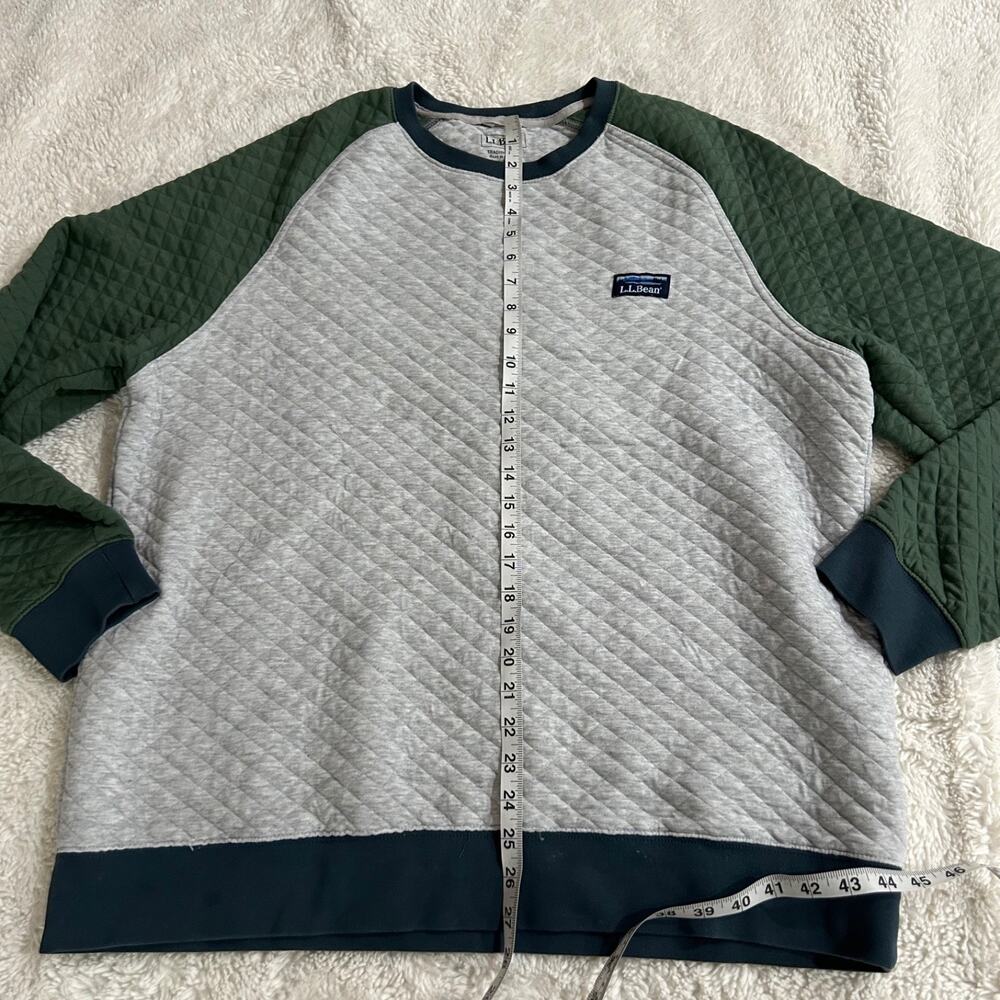 L.L Bean Mens Quilted Sweatshirt Crewneck Green Traditional Fit XL Preppy Casual - Picture 5 of 7